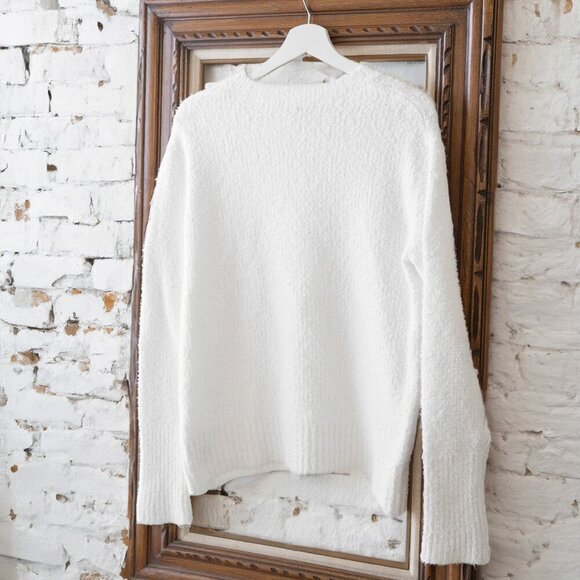 VINCE ITALIAN YARN WHITE TEXTURED TUNIC VNECK SWEATER SZ XS - Picture 2 of 10